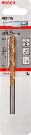Broca para metal Bosch HSS-TiN de 6,5 mm DIN 338.